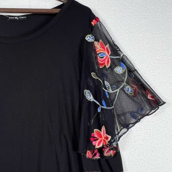 Kim & Cami Womens Top with Sheer Flutter Sleeves Plus Size 2X, New w/o tags - Picture 3 of 7